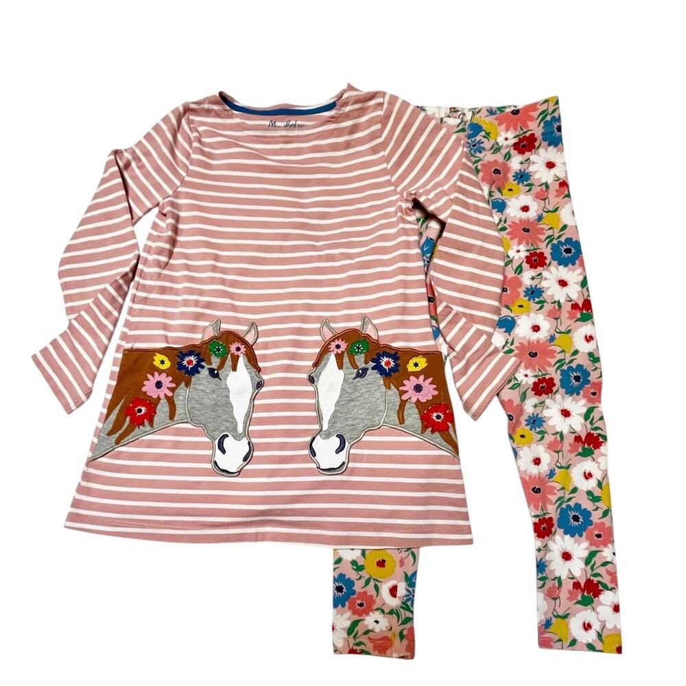 Mini Boden Horse Appliqué Tunic and Floral Leggings Size 8/9